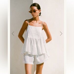 NWT Piyama Lydia Set - Lyocell Linen - Coconut + Daisy Trim XS